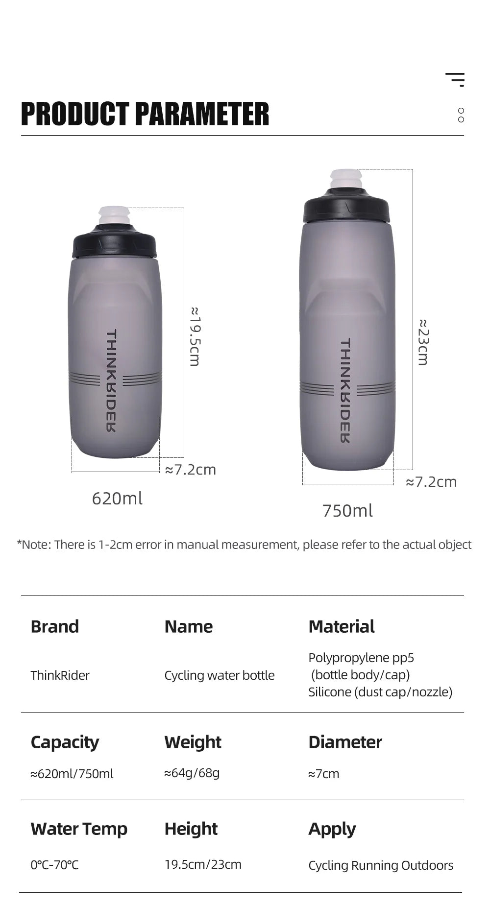 ThinkRider Sports Bottle 750ml BPA Free